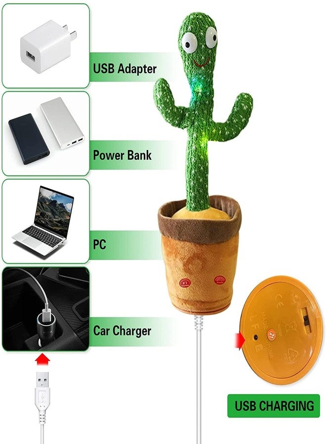 ABTER India Dancing Cactus Talking Plush Toy with Singing & Recording Function - Repeat What You Say - Pack of 1, Rechargeable Cable Included - Image 2